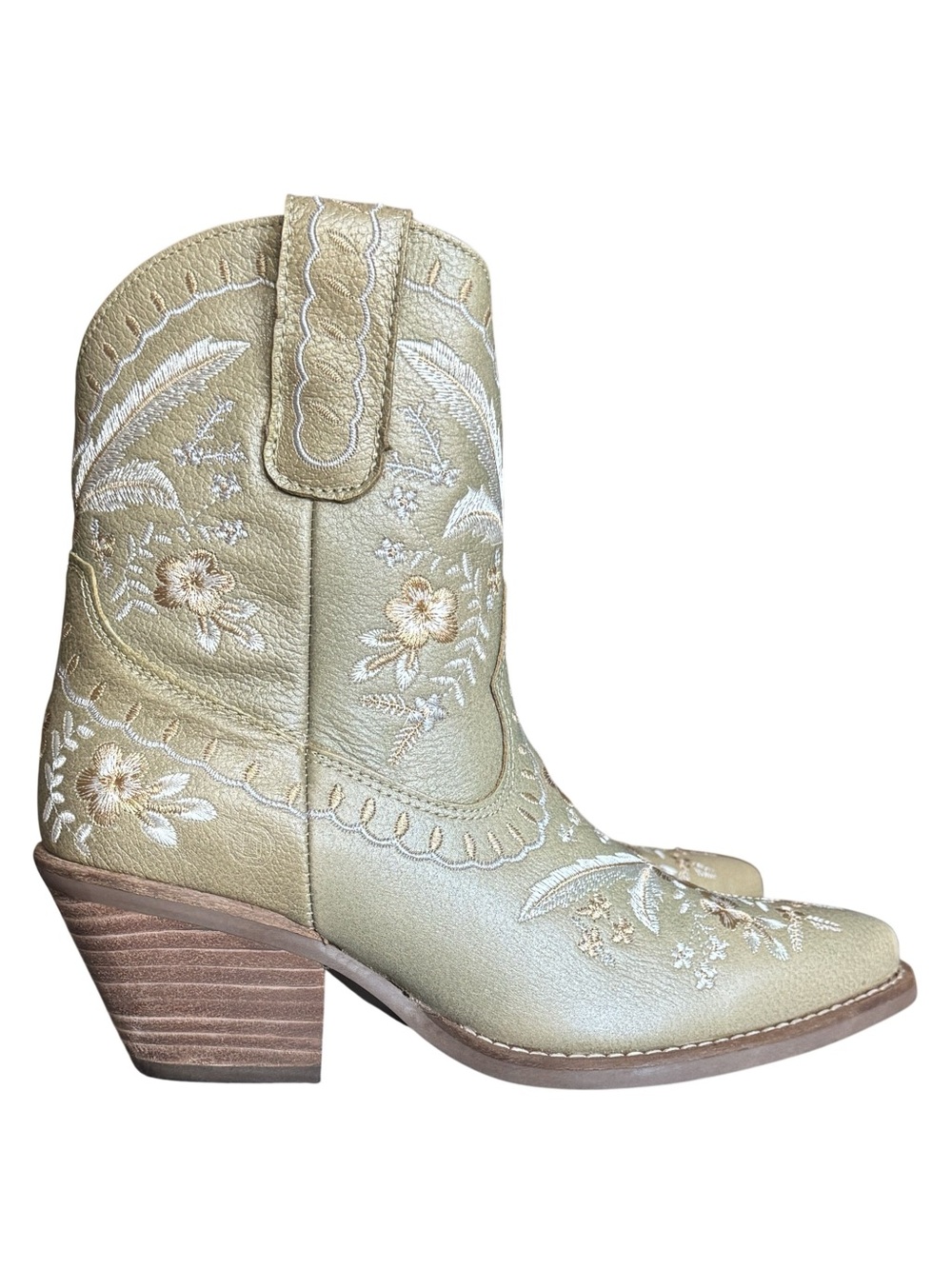 Dingo Primrose Gold Metallic Floral Leather Western Bootie Size 6 New In Box